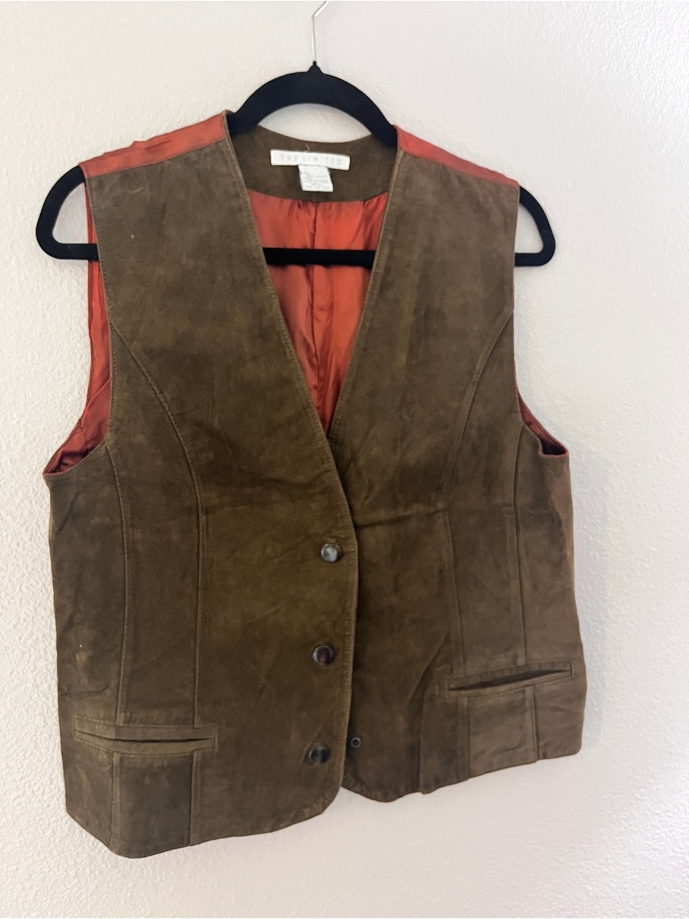 VINTAGE The Limited Brown Suede Leather Vest with Rust Lining - Women's